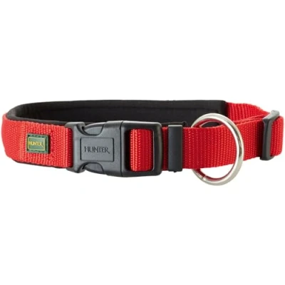Image of HUNTER NEOPREN VARIO PLUS collar, dog nylon, padded with neoprene, 65/2,5 (XL), Red/Black