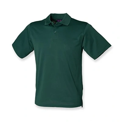Image of Henbury Mens Coolplus Wicking Pique Polo Shirt Bottle Green M
