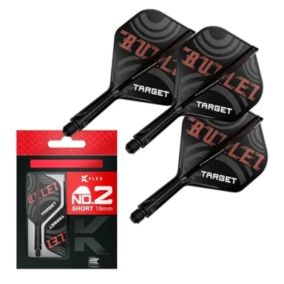 Image of TARGET Darts Stephen Bunting K Flex Flights and Shaft System, No.2 Pack of 3 Kflex All In One Flights, Player Edition Accessories Dart Stem Short (19mm)