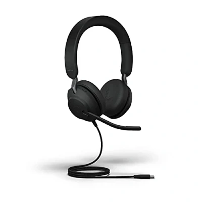 Image of Jabra Evolve2 40 PC Headset Noise Cancelling Microsoft Teams Certified Mono Headphones With 3 Microphone Call Technology USB A Cable Black