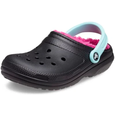 Image of Crocs Unisex Classic Lined Clog, Black Pink Multi, 3 UK Men/ 4 Women