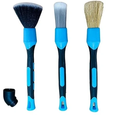 Image of 3 x Specialist Detailing Brushes for Car Cleaning Vents, Dash, Trim, Seats, Wheels