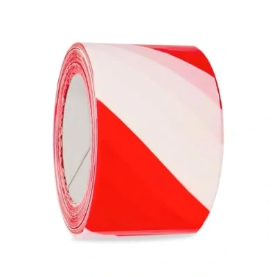 Image of Amig Red and White Hazard Warning Tape 500 m x 70 mm Delimit High Visibility Safety Marker Flexible Non Adhesive Barrier Ribbon For Indoor &amp; Outdoor Use White/Red Polyethylene