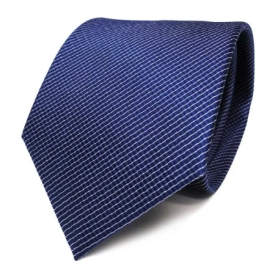 Image of TigerTie Designer silk Tie in blue silver striped necktie