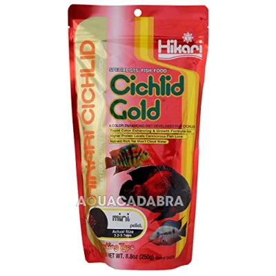 Image of Hikari. Cichlid Gold mini floating Pellets 57g, 250g, 500g, 750g, 1kg (500g 2 x 250g pellets)
