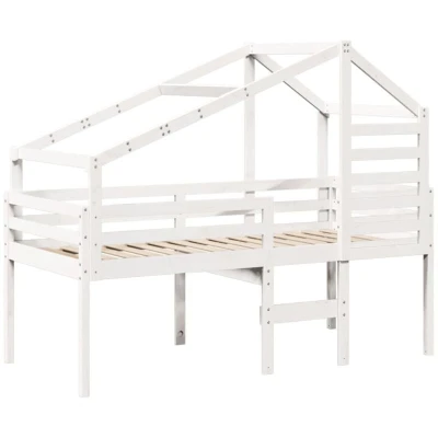 Image of vidaXL High Sleeper Bed without Mattress White 75x190 cm Small Single Solid Wood Pine