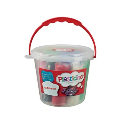 Image of Plasticine FunTUBulous, Original Modelling Clay, Soft and Non Hardening, Includes 8 Bumper Sticks of in Plastic Bucket with Carry Handle, Suitable for Ages 3+