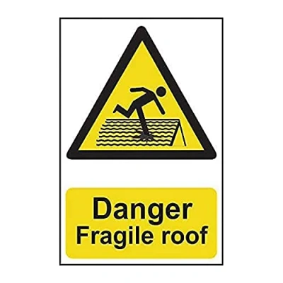 Image of Scan SCA1104 Self adhesive PVC sign Danger Fragile roof 200 x 300mm