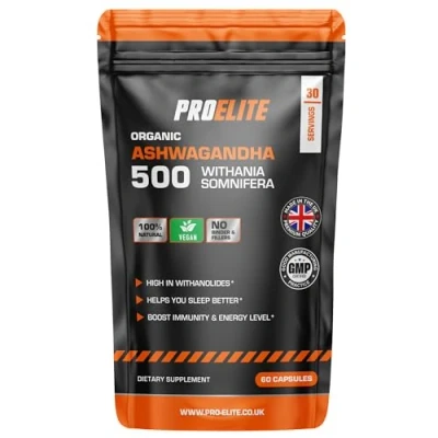 Image of Ashwagandha 60 Vegan Capsules Root Powder Capsule 10% Withanolides 500mg High Strength 10,000mg Extract 20:1 Stress Relief, Energy, &amp; Endurance by PRO Elite