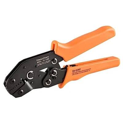 Image of Heschen Mini Ratchet Crimper Plier, SN 02WF, Cord End Terminals Crimping Tools, Use for 0.14 2.5mm² (26 13 AWG), Orange