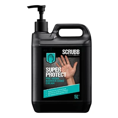 Image of SCRUBB Super Protect Pre Work Barrier Hand Cream Moisturiser Lotion, Non greasy, Fragrance free, 5L Pump Top