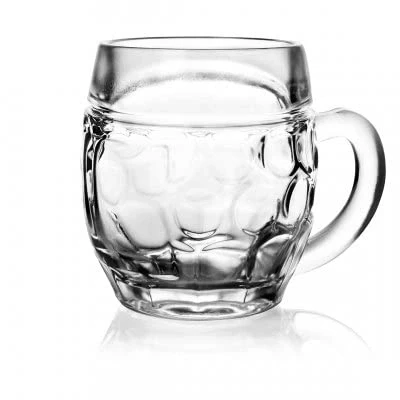 Image of Hyper Mart Classic Glass Beer Mugs Various Pub Bar Style Tankards Stein Glasses Set of 2 (Barrel One Pint)