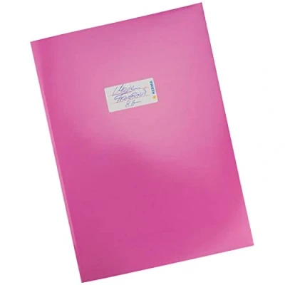 Image of HERMA Cardboard Exercise Book cover A4, with inscription field, made of extra strong cardboard, slip on jackets for school, pink