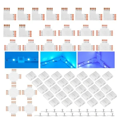 Image of ENQIMAOYI LED Strip Connectors for Light 4pin 8mm Solderless Adapter T, L and X Shape PCB Board RGB 2835 3528 Light(45PCS)