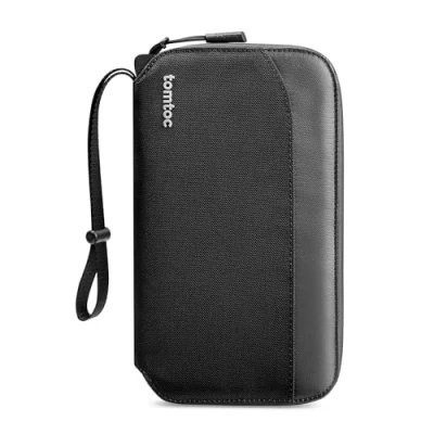 Image of tomtoc Family Passport Holder for 4 Passports with a Sim Card and Eject Pin, RFID Blocking Travel Wallet Flight Tickets, ID/Credit Card, Money, Waterproof Cover Wrist Strap