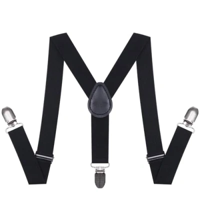 Image of NestNook Kids Braces Y Shape Children Suspenders for Boys Girls (Black)