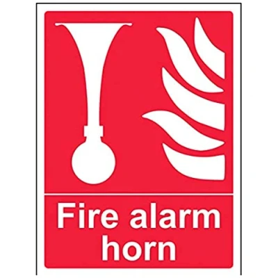 Image of V Safety Fire Alarm Horn Sign 150mm x 200mm 1mm Rigid Plastic