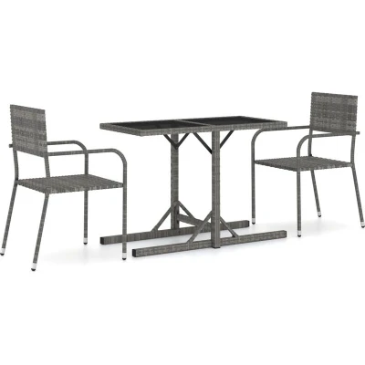 Image of vidaXL 3 Piece Garden Dining Set Grey