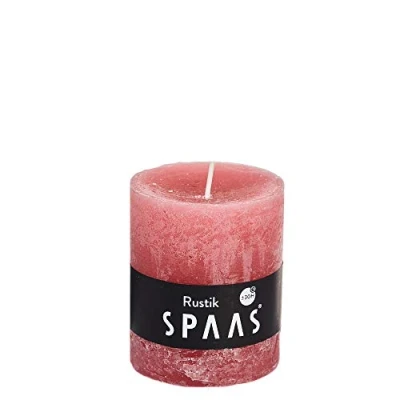 Image of Spaas 8 Rustic Unscented Pillar Candles 68/80 mm, ± 30 Hours, Rose Blush