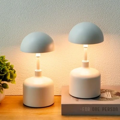 Image of JHY DESIGN 3 Color Stepless Dimmable Table Lamps Set of 2 Rechargeable LED Touch Control Cordless Bedside for Restaurant, Bedroom, Bars, Coffee (Beige)