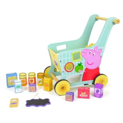 Image of Peppa Pig Play Set for Toddlers Age 3+, Pretend Play, Party Children, Durable Wooden Kitchen Toys, Fun and Kids (Shopping Trolley)