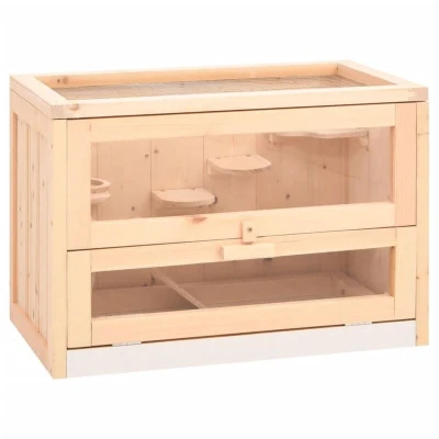 Image of vidaXL Hamster Cage 60x35.5x42 cm Solid Wood Fir