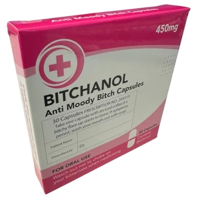 Image of Diabolical DP1380 Bitchanol Secret Santa Gifts for Women, Rude Sweets, Funny 40th Birthday Personalised Women Friends, Joke Pill Box