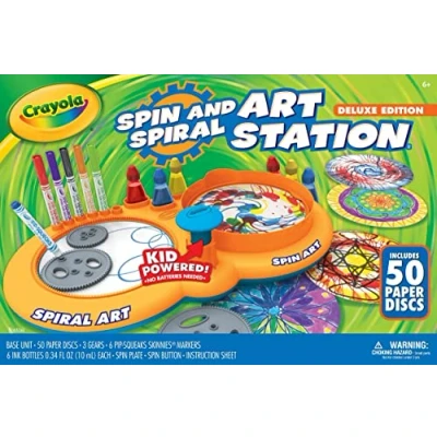 Image of CRAYOLA Spin &amp; Spiral Art Station Deluxe, DIY Crafts, Toys for Boys Girls, Gift, Ages 5, 6, 7, 8