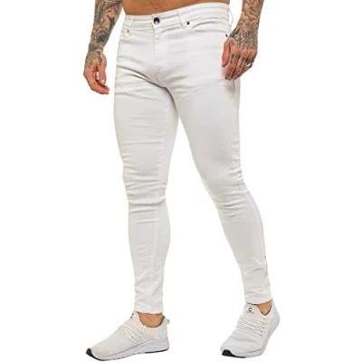 Image of BRAND KRUZE Designer Mens Jeans KZ106 Skinny Slim Fit Casual Super Stretch Denim Trousers Pants WHT 36 L