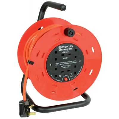 Image of Mercury 429.877UK 4 Gang Extension Drum with Thermal Cut Out 25m, 240 V, 25 M