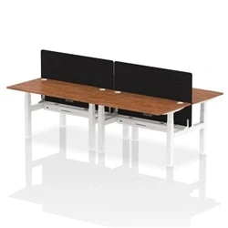 Image of Air B2B 1400x800mm Adjustable 4P Bench Desk CP Walnut/White + Screen