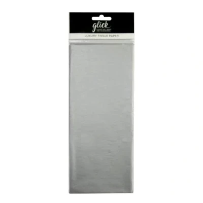 Image of Glick Four Sheets of Silver Tissue Paper, Paper for Gift Wrapping, Birthday, Valentine, Christmas and Other Celebrations, Each Sheet When Opened 750mm x 500mm