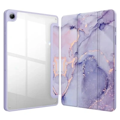 Image of FINTIE Hybrid Slim Case for Samsung Galaxy Tab A9 Plus 11 Inch 2023 Model (SM X210/X216/X218), Shockproof Cover with Clear Transparent Back Shell, Auto Wake/Sleep, Lilac Marble