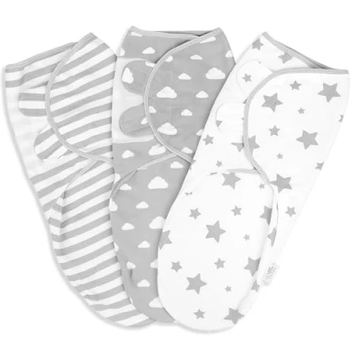Image of Little Seeds New Born Swaddle Wrap 0 3 Months 100% Organic Cotton Pack of Baby Blankets For Boy and Girl Hip Healthy Design