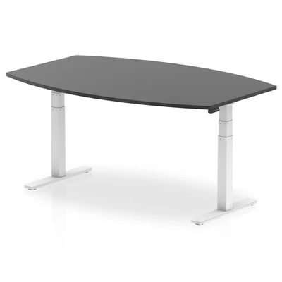 Image of High Gloss 1800mm Writable Boardroom Table Black Top White Leg