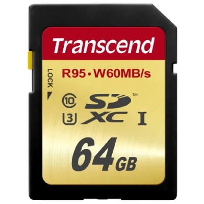Image of Transcend 64GB SDXC/SDHC USH I U3 Memory Card