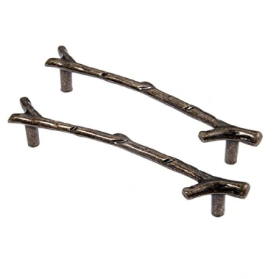 Image of Pull Handle Retro Style Zinc Alloy Tree Branch Kitchen Cabinet Door Handles Cupboard Knobs Wardrobe (2Pcs, L 128mm)