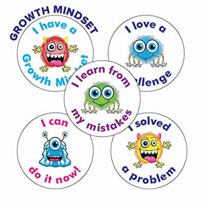 Image of 150 Growth Mindset Monster Childrens Pupils School Praise Teachers Reward Stickers 25mm Primary Teaching Services