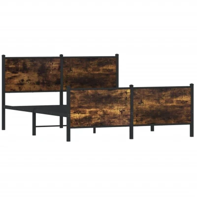 Image of vidaXL Metal Bed Frame without Mattress Smoked Oak 137x190 cm