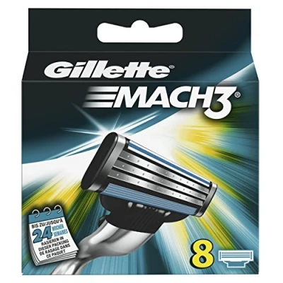 Image of Gillette Mach3 razor blades, pack of 8 or 16 pieces