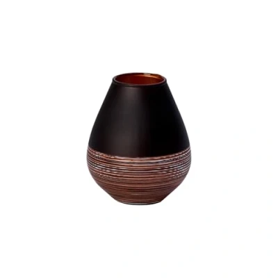 Image of Villeroy &amp; Boch Manufacture Solid Swirl Vase, 12.2 cm, Crystal, Black/Bronze