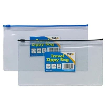 Image of Pack of 5 DL Size Travel Zippy Bag Clear Plastic File Storage Document Wallet