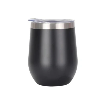 Image of Gteller 12 oz Stainless Steel Wine Tumbler Stemless Glasses with Lid, Double Wall Insulated Travel Mug Perfect for Wine, Coffee, Drinks, Champagne, Cocktails(Black)