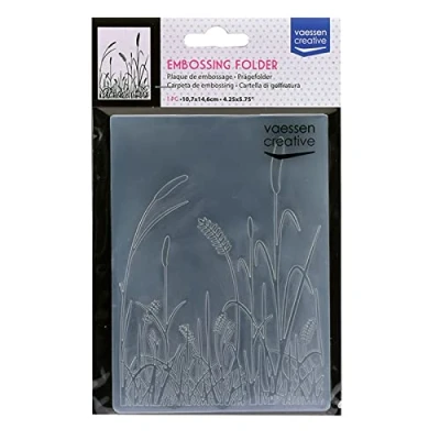 Image of Vaessen Creative Embossing Folder, Grass 5,7x4,25x0,19 inches, 1 Unit, for Birthday, Birth, Christmas Cards and Paper Crafts