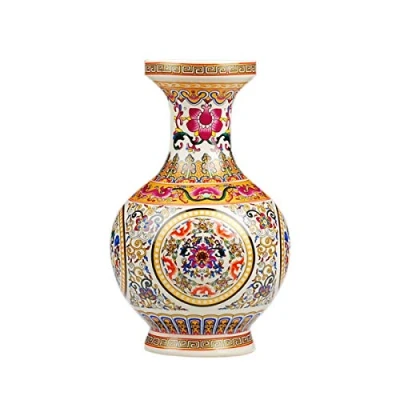 Image of fanquare Jingdezhen Ceramic Flower Vase, Handmade Porcelain Decorative Vase for Centerpieces, Height 25cm