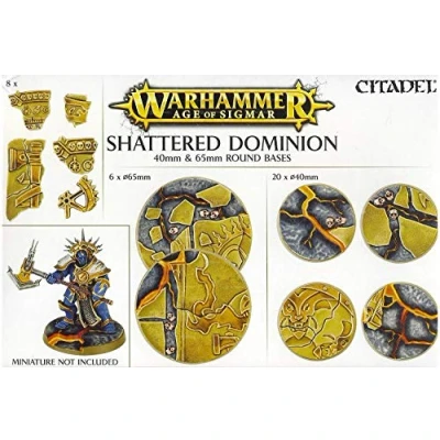Image of Games Workshop 99120299034 &quot;Age of Sigmar Shattered Dominion Round Bases Action Figure, 40/65 mm