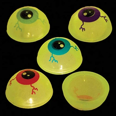Image of Baker Ross AX592 Glow in the Dark Eyeball Jumping Toys Pack of 10, Small Popping with Fun Halloween Decorations,