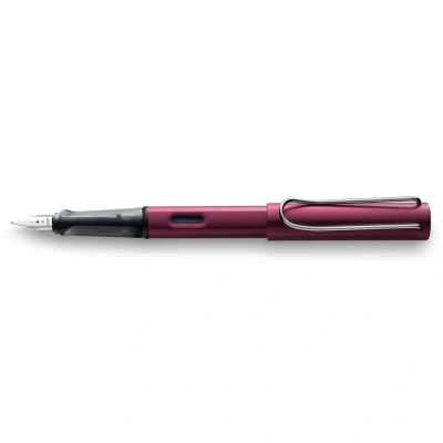 Image of LAMY AL star black purple Fountain Pen with ergonomic grip &amp; polished Left Handed steel nib (LH) in size M lightweight aluminum body including T 10 blue cartridge