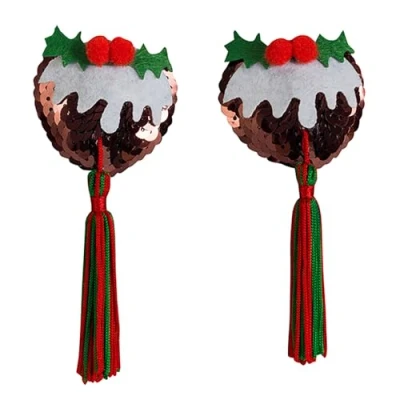 Image of Diabolical DP0644 Christmas Pudding Nipple Tassels Funny Sexy Secret Santa Gift, Multicoloured, 20.3 x 17.6 2.6 Centimeters