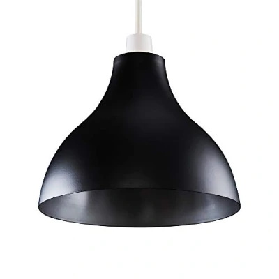 Image of MiniSun Retro Style Black and Silver Metal Ceiling Pendant Light Shade
